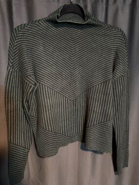 Tahari Striped Turtleneck Sweater - Green & Black